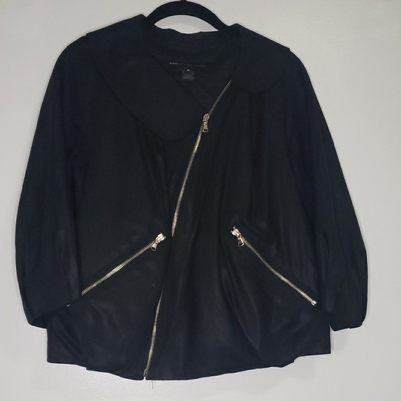 Marc By Marc Jacobs Black Leather Jacket Asymmetrical Zipper - Picture 1 of 8
